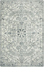 Lahome Area Rug 4x6 Bohemian Vintage Washable Boho Rugs for Bedroom Aesthetic, Beige Rugs for Living Room, Floral Medallion Soft Non-Slip Non-Shedding Faux Wool Rug for Entryway Kitchen Dining Table