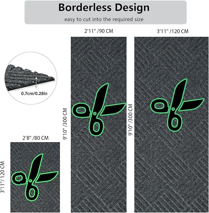 jxgzyy Commercial Front Door Mat 3'11" x 2'8", Non-Slip Indoor Outdoor Doormat, Heavy Duty Runner Rug for Entrance, Porch, Patio, Garage, High Traffic Area, Dark Grey