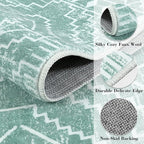 Wonnitar Moroccan 3x5 Area Rug, Sage Green Rug for Bedroom, Washable Farmhouse Kitchen Rug Non-Slip Living Room Throw Mat, Soft Non-Shedding Small Carpet for Bathroom Dorm Office (Mint Green,3'x5')
