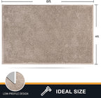 PURRUGS Easy Care Area Rug 4ft x 6ft, Non-Slip Machine Washable Entryway Rug, Dog Door Mat, Stain Resistant Accent Rug for Hallway, Living Room, Bedroom and Mudroom, Taupe