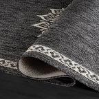 CAMILSON Outdoor Rug 6x9 Medallion Darkgray Modern Area Rugs for Indoor and Outdoor Patios Kitchen and Hallway Mats Washable Porch Deck Outside Carpet (Medallion Darkgray 6 x 9)