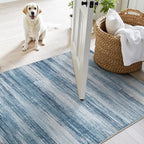 PADOOR Modern Abstract Runner Rug - 2x6 Washable Hallway Rugs, Ultra Soft Non-Slip Low Pile Floor Rugs for Hallway Entryway Kitchen Bedroom Bedside Laundry Room Blue