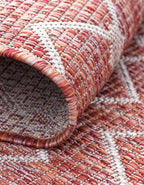 Unique Loom Outdoor Trellis Collection Area Rug - Tribal Trellis (10' 8" Square, Rust Red/ Ivory)