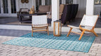 Unique Loom Outdoor Trellis Collection Area Rug - Tribal Trellis (4' 1" x 6' 1" Rectangle, Teal/ Ivory)