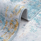 Ompaa Living Room Rug 6x9 Blue Area Rug Machine Washable Boho Rug Non Slip Abstract Vintage Indoor Large Rugs for Bedroom, Classroom, College Dorm, Farmhouse, Dining Room, Kids Playroom