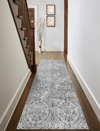 vivorug Runner Rug 2'x7' Machine Washable Non-Slip Runners for Hallways Kitchen Entryway Laundry Room Vintage Medallion Carpet Hallway Runner Grey