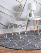 Unique Loom Trellis Frieze Collection Area Rug - Geometric (4' x 6' Oval, Dark Gray/ Ivory)