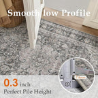 6x9 Washable Vintage Area Rug Black Grey Living Room Bedroom Carpet Non-Slip Soft Low Pile Distressed Indoor Throw Rug for Dining Room Entryway Office
