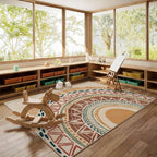 Colorful Geometric Sun Rug, Sun Pattern Rug, Geometric Area Rugs, Colorful Abstract Rugs, Washable Boho Carpet for Living Room, Bedroom, Dining Room, Office (9' x 14'(Rectangular))