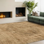 Large Entryway Rug Washable - 5x8 Brown and Mustard Yellow Rug for Mudroom, Foyer, Hall, Living Room, Washable Low Pile Stain Resistent