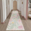Floral Runner Rug 2x10 Washable Hallway Pink Bedroom Non Slip Cute Long Kitchen Carpet Botanical Indoor Soft Accent Rug for Bathroom Dining Laundry Living Room
