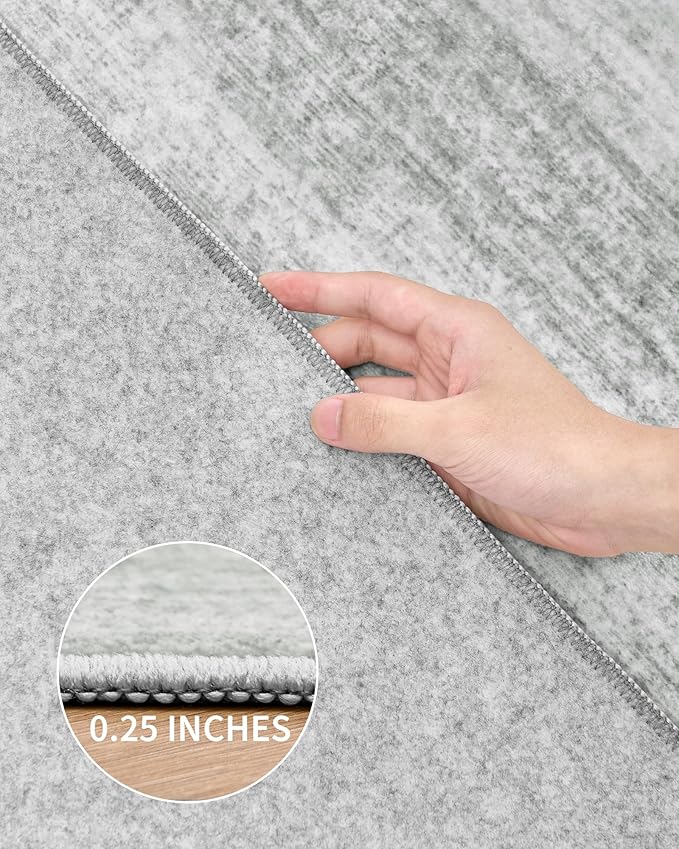 Art&Tuft Non-Slip Runner Rug - 2.5x12 Runner Rug Washable Low-Pile Rugs Runners, Soft Distressed Carpet Runner for Bedroom Bathroom Kitchen Laundry Living Room, Grey