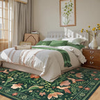 Moynesa Floral Bird 6x9 Green Area Rug for Living Room Bedroom Dining Room, Vintage Home Decorations for Modern Cottage Farmhouse Aesthetic Open Areas,Comfort Floor Protection Non-Slip Washable