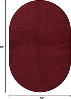 Eyely UES100Q-3OV Supersoft Haze Solid Low-Pile Indoor Area Rug Casual;Contemporary;Solid;Traditional, Bedroom, Kitchen, Living Room, Easy-Cleaning, Non-Shedding, 3 X 5 Oval, Dark Red