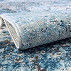 Rugs.com Leipzig Collection Round Rug – 3 Ft Round Blue Low-Pile Rug Perfect for Kitchens, Dining Rooms