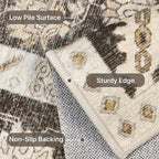 5x7 Area Rug Machine Washable Boho Rug for Living Room,Ultra-Thin Low Pile Carpet,Lightweight Indoor Printed Rug,Non Slip Floral Area Rug for Bedroom, Dining Room, Home Office,Brown