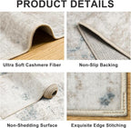 Area Rugs 10x14 Living Room - Washable Rug Modern Abstract Soft Large Neutral Non-Slip Carpet Indoor Floor Thin Carpets for Bedroom Dining Room Farmhouse Nursery Home Office Multi
