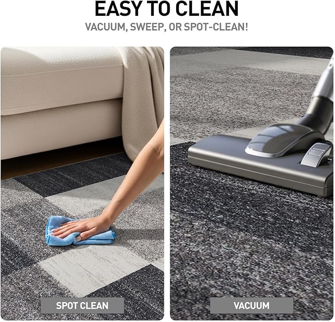 Rugshop Modern Boxes Design Non-Slip (Non-Skid) Runner Rug 2' x 10' Gray
