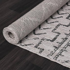 Beverly Rug Waikiki Indoor Outdoor Rug 6x9, Washable Outside Carpet for Patio, Deck, Porch, Trellis Area Rug, Water Resistant, Dark Grey - Light Grey