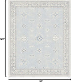 RUGGABLE Washable Vintage Area Rug – Verena Soft Blue 8x10, Stain-Resistant, Non-Slip – Large Machine Washable Rugs for Living Room, Bedroom, Hallway, Entryway & Office–with Standard Pad
