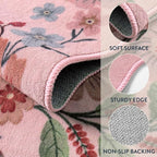 Lahome Floral Washable Entryway Rug, 2X3 Soft Kitchen Rugs Non-Slip, Ultra-Thin Door Mat Indoor Entrance Stain Resistant Boho Small Throw Carpet for Bathroom Bedroom Entry, Pink