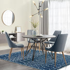 Lahome Moroccan Blue Area Rug 5x7 Machine Washable Non-Slip Throw Living Room Rugs Ultra-Thin Stain Resistant Soft Rug for Bedroom, Geometric Print Modren Carpet Rug for Dining Room Office Entryway