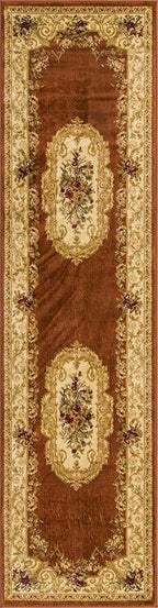 Rugs.com Chateau Collection Rug – 10 Ft Runner Brick Red Medium Rug Perfect for Hallways, Entryways