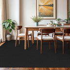 KOZYFLY Washable Area Rug 6x9 ft Rubber Backed Non Slip Rugs for Living Room Braided Cotton Bedroom Rug Woven Office Rugs Indoor Floor Carpets for Dining Bedroom Living Room, Black/Dark Grey