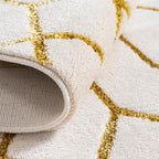 Unique Loom Glam Collection Area Rug - Trellis (3' 3" Round, White Gold/ Gold)