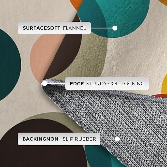 Mid Century Modern Rugs for Home Decor, 3x4 ft, Boho Geometric Circle Area Rugs for Living Room, Soft Non Slip Washable Abstract Geometry Carpet Bedroom Decorations Dt-Ghf-19