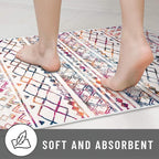 KUTA Moroccan Rugs for Entryway, 2x3 Multi-Color Area Rug Non-Slip Washable Small Indoor Door Mat, Ultra Soft Vintage Geometric Low-Pile Floor Carpet for Entrance, Kitchen