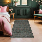 Dark Green 4x6 Washable Area Rug for Living Room Bedroom Large Entryway Kitchen, Ultra Soft Non Slip Stain Resistance, Floral Distressed Aethestic Design