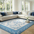 SOULFUL Medium Pile 4x6 Rugs for Living Room - Cozy Soft Underfoot Area Rug - Blue Boho Floral - Washable Non-Slip - Perfect for Bedroom Kids Room Under Dining Table Office