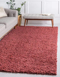 Unique Loom Davos Shag Collection Area Rug - Solid (4' 1" x 6' 1" Rectangle, Poppy)