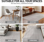 Rugshop Bohemian Stripe Lines Washable Non Slip Runner Rug 2' x 8' Ivory