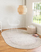 Unique Loom Isabella Collection Area Rug - Adjani (7' 10" x 10' Oval, White/ Blue)