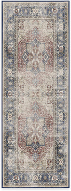 RUGGABLE Washable Vintage Runner Rug – Kamran Royal Blue 2.5x7, Stain-Resistant, Non-Slip Hallway Runner – Machine Washable Rug for Hallway, Entryway, Living Room & Kitchen–with Standard Pad