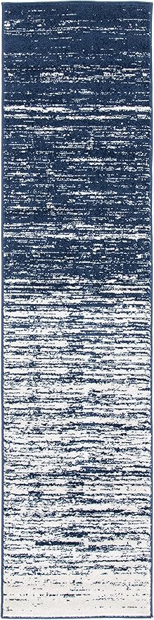 SAFAVIEH Adirondack Collection Runner Rug - 2'6" x 8', Navy & Ivory, Modern Ombre Design, Non Shedding & Easy to Clean, Ideal for Hallway, Foyer, Kitchen, Entryway, Bedroom (ADR113N)