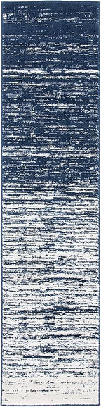 SAFAVIEH Adirondack Collection Runner Rug - 2'6" x 8', Navy & Ivory, Modern Ombre Design, Non Shedding & Easy to Clean, Ideal for Hallway, Foyer, Kitchen, Entryway, Bedroom (ADR113N)