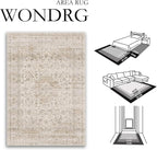 10x12 Beige Area Rug Vintage Living Room Bedroom Washable Carpet Non-Slip Soft Low Pile Distressed Indoor Large Throw Rug for Dining Room Office