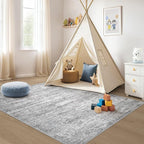 Area Rug Living Room Rugs - 4x6 Large Soft Indoor Neutral Modern Abstract Low Pile Washable Rug Carpet for Bedroom Dining Room Farmhouse Home Office - Vintage Grey