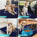 OLANLY Dog Door Mat for Muddy Paws 30x20, Paw Print Design, Absorbs Moisture and Dirt, Absorbent Non-Slip Washable Doormat, Quick Dry Chenille Mud Mat for Dogs, Entry Indoor Entryway Carpet, Navy Blue