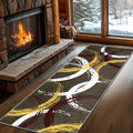 Gold White Red Circle Pattern Runner Rug, 4x10ft Washable Hallway Entrance Rugs - Corridor & Foyer Long Accent Rug, Modern Stylish Decor Carpet for Home Runner Non-Slip Mat