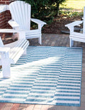 Unique Loom Outdoor Striped Collection Area Rug - Striped (6' 1" x 9' Rectangle, Light Aqua/Ivory)