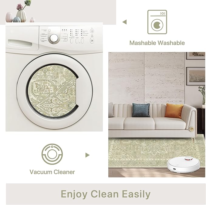 2x5 Runner Rug Machine Washable Boho Runners for Hallway,Ultra-Thin Low Pile Rug,Lightweight Indoor Carpet,Non Slip Floral Runners for Enrtyway, Corridor, Home Office, Kitchen,Taupe