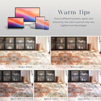 Phantoscope Washable Area Rug 6'x9' Non-Slip, Vintage Boho Rugs for Living Room, Bedroom, Dining Room, Fall Orange Floral Medallion Pattern, Low-Pile Foldable Floor Carpet, Rust/Multi Floral