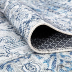 Bloom Rugs Washable Non-Slip 4' x 6' Rug - Blue/Gray Traditional Area Rug for Living Room, Bedroom, Dining Room, and Kitchen - Exact Size: 4' x 6'