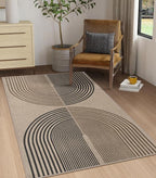 Easy Jute Rainbow Area Rug, 3x5 Indoor Outdoor Entryway Rug Washable Non-Slip Modern Boho Kitchen Rugs, Neutral Farmhouse Abstract Throw Carpet for Living Room Patio Kids Room