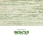 MUJOO 3x5 Rug Washable,Entryway Rug Small Area Rugs for Bedroom Living Room Kitchen Bathroom,Modern Abstract Non Slip Carpet,Indoor Entry Mat,Low Pile Throw Rug Accent Green