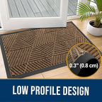 Kitinjoy Front Door Mat Outside Entrance, Sturdy Natural Dirt Trapper, Heavy Duty Rubber Doormat, Low Profile Non-Slip Backing, Easy Clean Floor Mat for Indoor Outdoor Entry, 47X23 Inch, Brown